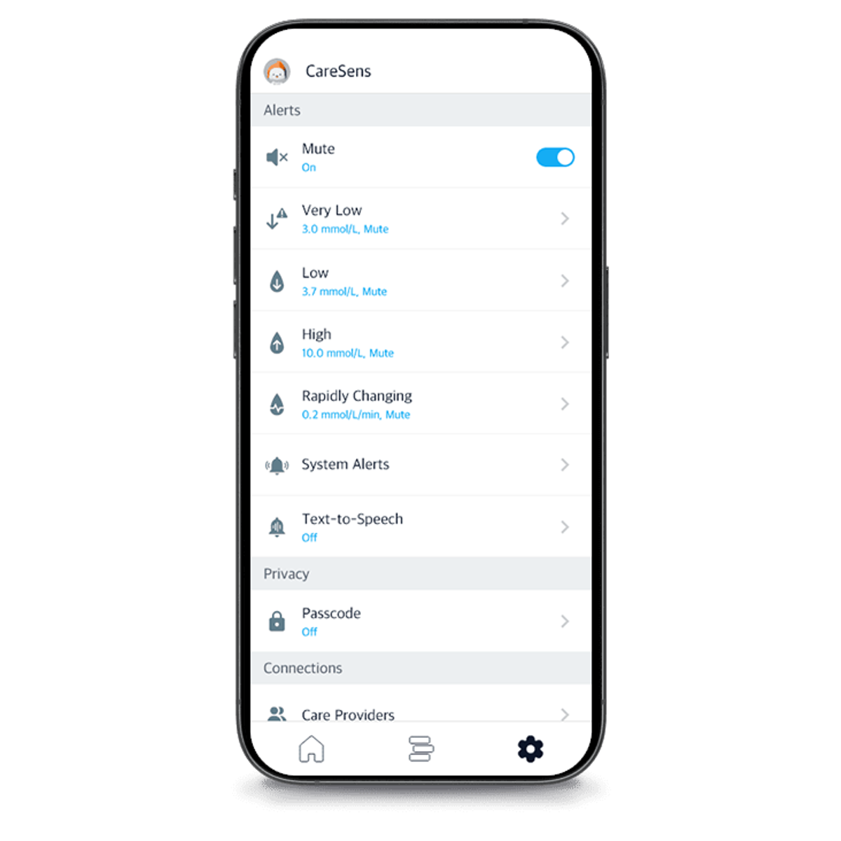 Don't miss out on important glucose events by setting up glucose alerts.